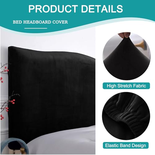Stretch Velvet Bed Headboard Cover - Soft Washable Protector 75-82.6in