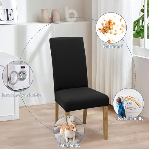 Stretch Dining Chair Covers 6 Pack - Washable Slipcovers for Parson Chairs