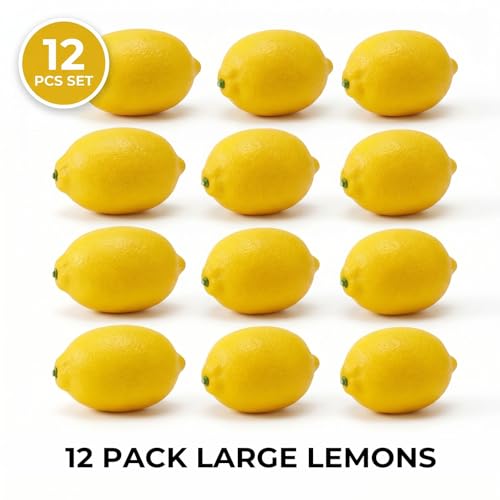 12PCS Large Artificial Lemons - 3.7" Faux Fruit for Decor