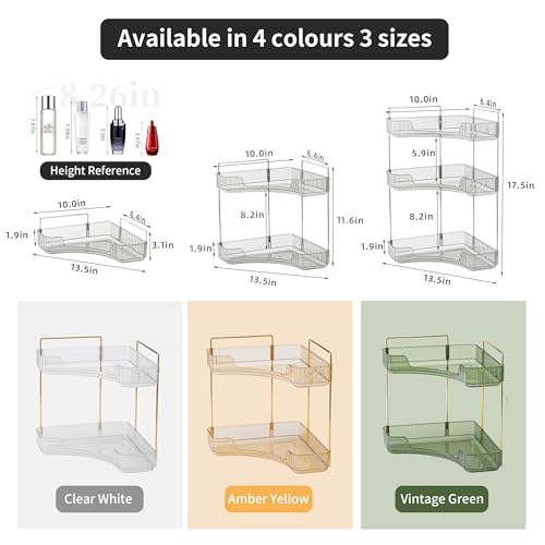 2-Tier Corner Bathroom Counter Organizer, Makeup and Skincare Vanity Shelf