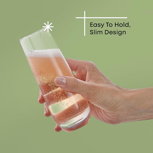 Stemless Champagne Flutes - 9.5oz Crystal Mimosa Glasses (Set of 8)