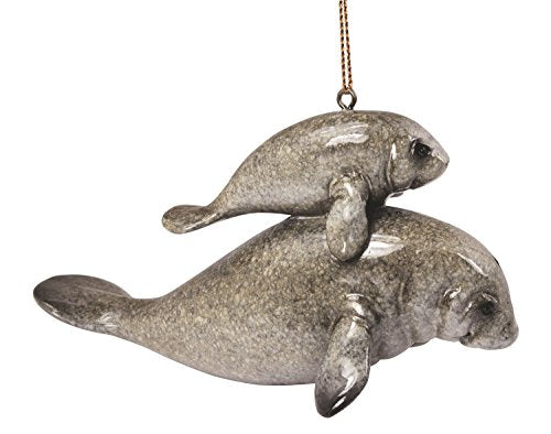 Cape Shore Manatee Mother and Baby Christmas Ornament 4.5 inch Resin Nautical Decor