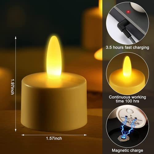 Idyl Light Amber 6P Rechargeable Tea Lights with Remote & Timer - 6 Pack