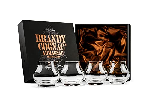 8 oz Brandy & Cognac Tasting Glasses Set of 4 | Crystal Snifters for Spirits & Liquor