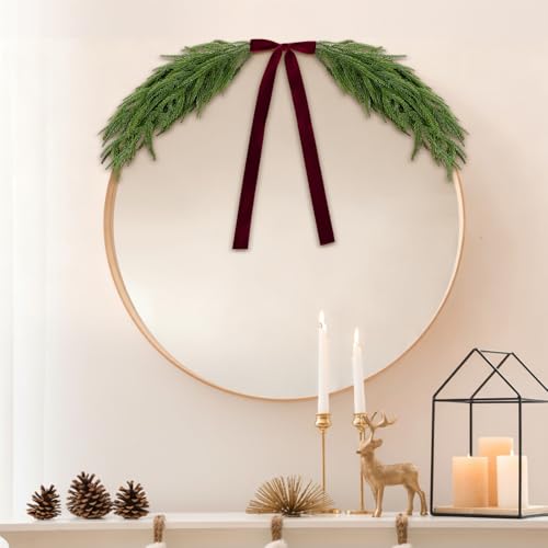 31.5-inch Artificial Norfolk Pine Christmas Swag with Velvet Bow