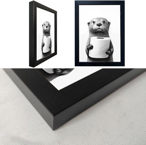 Funny Raccoon Bathroom Wall Art Framed Black and White Canvas Print 8x10