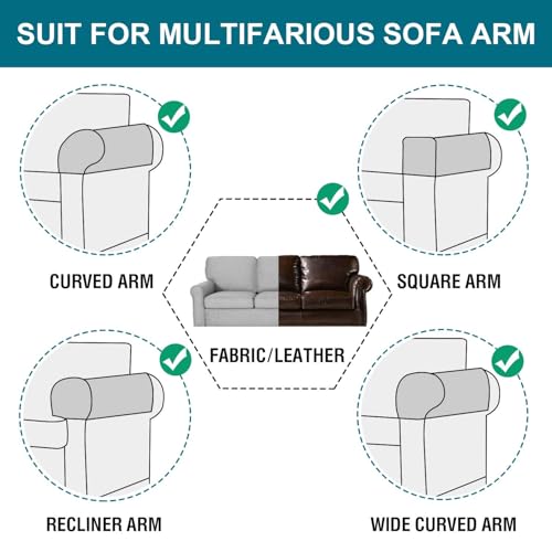 Stretch Jacquard Armrest Covers for Sofa & Chair - Set of 2, Brown