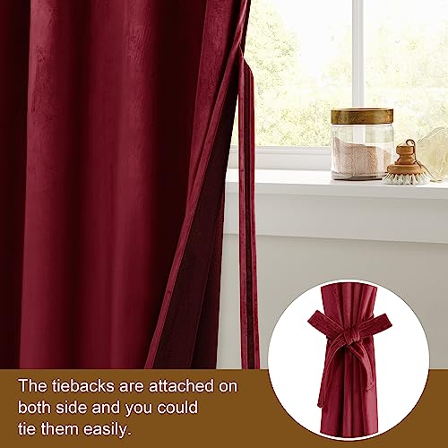 DWCN Velvet Curtains 52x84 Wine Red – Set of 2 Tieable Panels