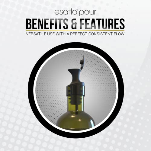 Esatto Black Pour and Seal Bottle Pourers with Lids 12 Pack | Drip-Free, Universal Cork, BPA-Free