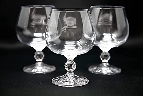 Bohemia Crystal Glass Set of 6 8oz Snifter Glasses - Vintage Cognac & Whiskey Goblets