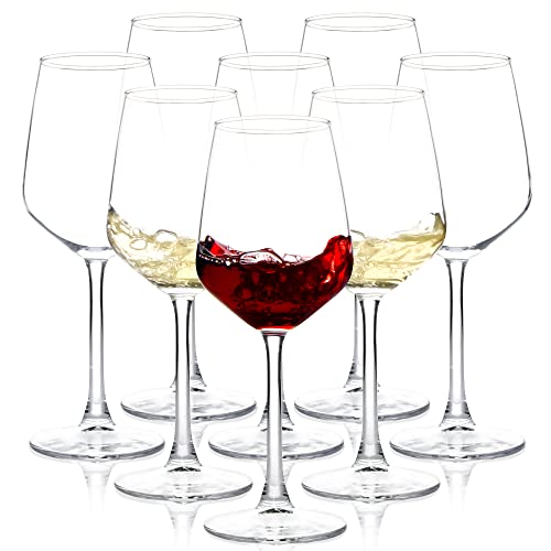 8-Piece Wine Glass Set, 12oz Stemmed Clear Glasses for Red and White Wine
