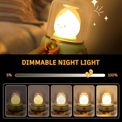 Ghost Campfire Night Light, Dimmable Cordless LED Bedside Lamp for Kids