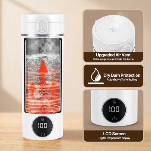 Portable Electric Travel Kettle, 15oz Stainless Steel Hot Water Boiler