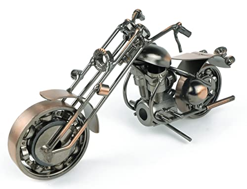 9-Inch Handmade Metal Motorcycle Model, Vintage Steampunk Bike Sculpture