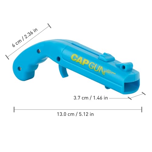 LibereTech Cap Shooting Bottle Opener Gun - Colorful Party Gadget for Men, Blue Red Black Gray