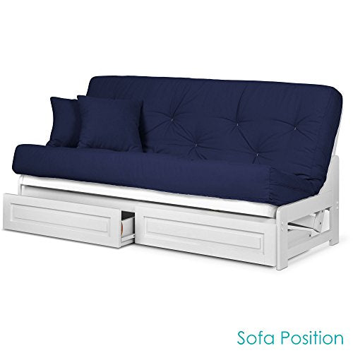 Arden Solid Hardwood Full-Size Futon Set with Storage Drawers