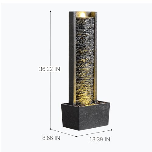 36-Inch Outdoor Floor Standing Water Fountain with LED Lights