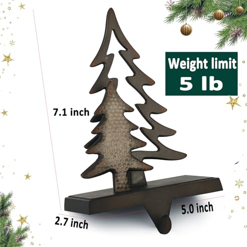 Black Pack of 4 Christmas Stocking Hangers for Mantel – Metal Fireplace Stocking Holders