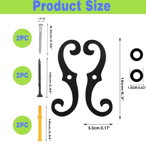 6.3-Inch S-Style Shutter Dogs, Decorative Iron Shutter Holdbacks - 2 Pack