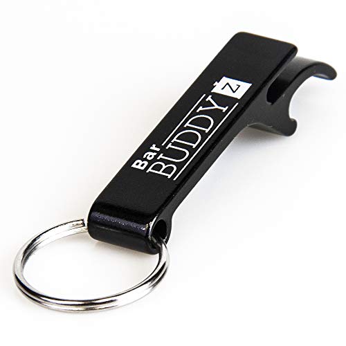 Bar Buddyz Black Stainless Steel Keychain Bottle Opener - Compact Beer Tool for Camping & BBQ