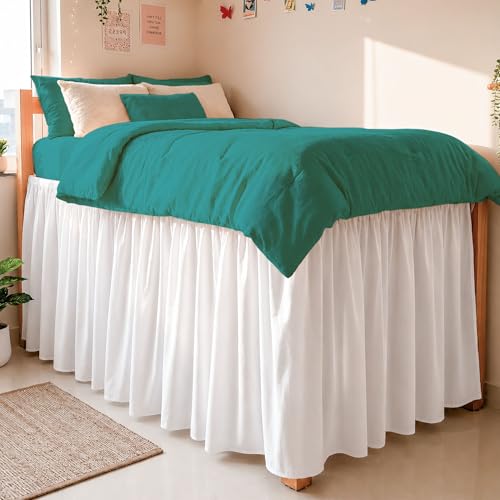 Twin XL Bed Skirt 32 Inch Drop - Wrap Around Ruffled Microfiber Dust Ruffle
