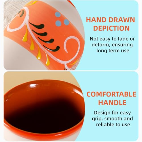Covzoe 6 Pack 12oz Hand Painted Clay Cantarito Cups for Margaritas & Cocktails
