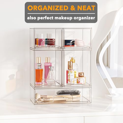 Clear Acrylic Storage Drawers 5-Pack Stackable Organizer Station