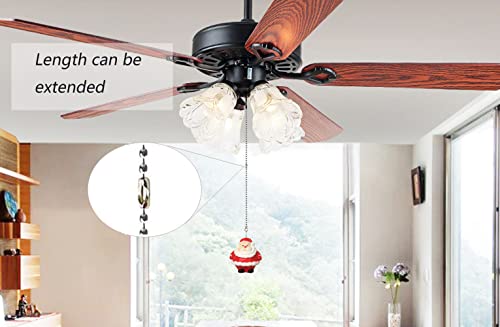 Medium Christmas Ceiling Fan Pull Chain with Santa Resin Charm & Beaded Extension