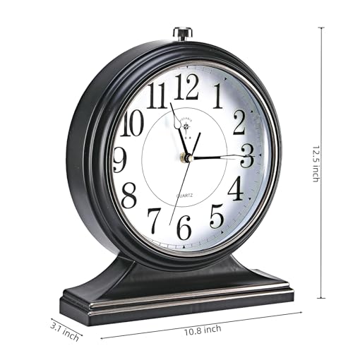 10-Inch Retro Mantel Clock, Silent Vintage Desk Clock for Living Room