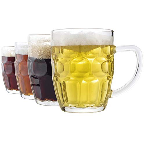 20 oz Dimple Glass Beer Mugs, Set of 4