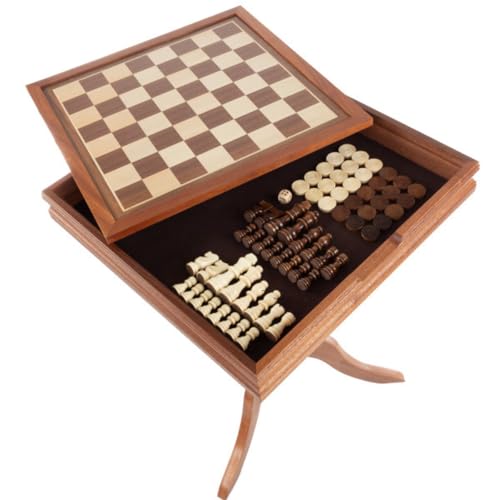2-in-1 Reversible Chess and Backgammon Game Table with Storage