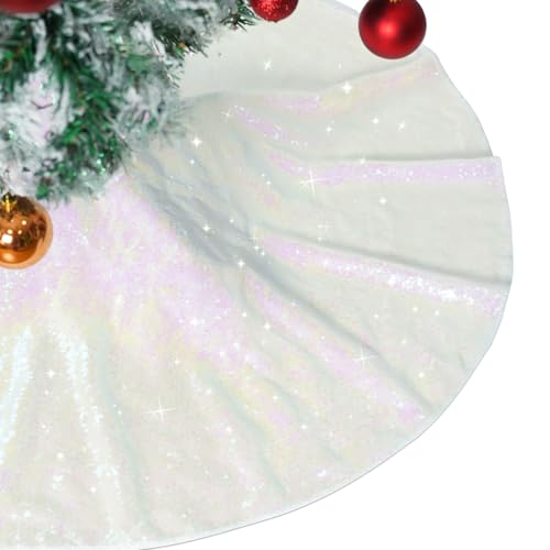 Iridescent White Sequin Christmas Tree Skirt - 36 Inch Round Base Cover
