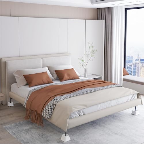 Heavy-Duty 1-Inch Bed Risers 4-Pack - White Furniture Lifts (1500 lbs)