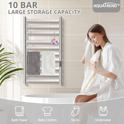 10-Bar Heated Towel Rack, Stainless Steel Wall Mounted Towel Warmer