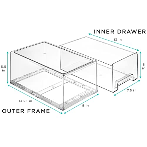 Clear Stackable Storage Drawers 2-Pack Plastic Organizer Bins
