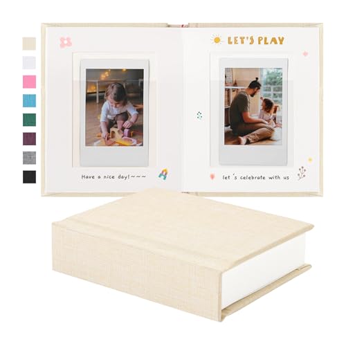 Mini Photo Album for 2x3 Inch Film with Memo Writing Space, Linen Cover