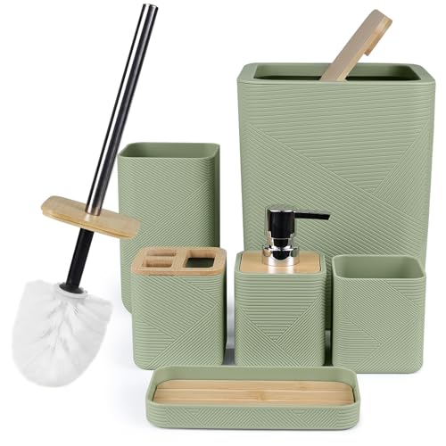 7-Piece Bathroom Accessory Set, Durable Plastic Vanity Organizer Kit