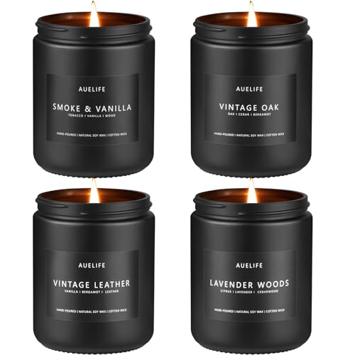 Men's Scented Candle Gift Set - 4 Pack Soy Wax Aromatherapy Candles (200 Hr)