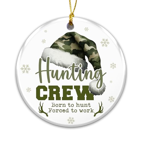 Born to Hunt Ornament – Funny Camouflage Santa Hat Deer Antler Holiday Gift