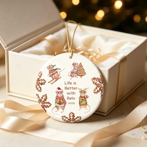 Festive Rat Christmas Ornament - Ceramic Holiday Decor for Rat Lovers