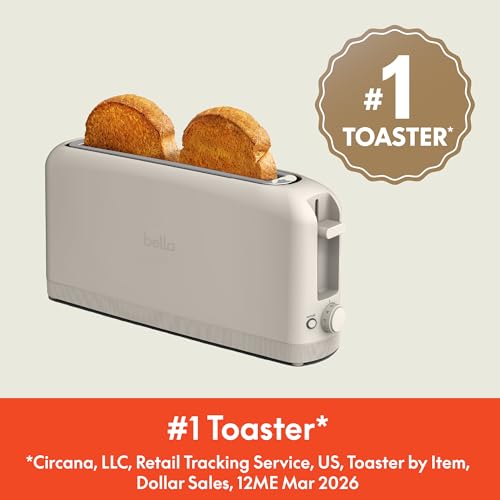 bella Fits-Anywhere™ 2-Slice Slim Toaster, Long Slot & Extra Wide,