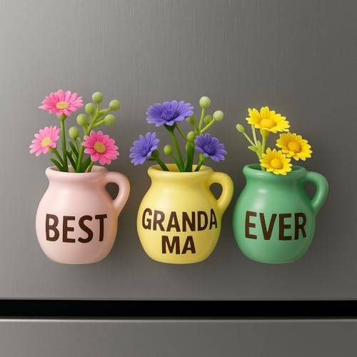 Mini Fridge Magnets with Artificial Vases - Christmas Gift for Grandma
