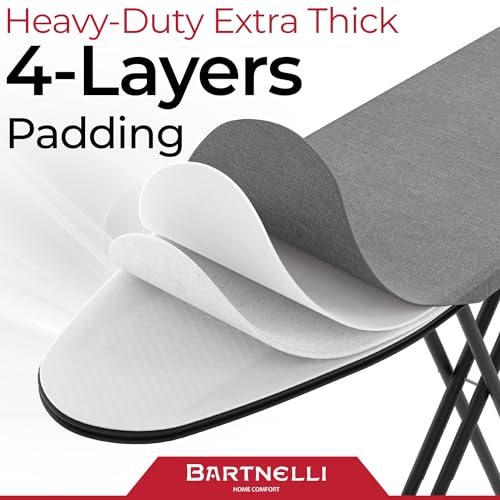 Bartnelli Height-Adjustable Ironing Board with 4-Layer Cover and Iron Rest