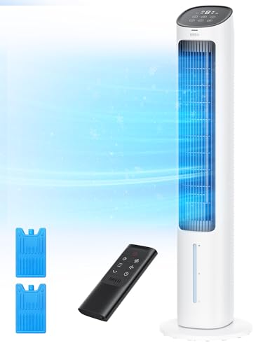Evaporative Swamp Cooler and Tower Fan with 4 Speeds and Remote Control