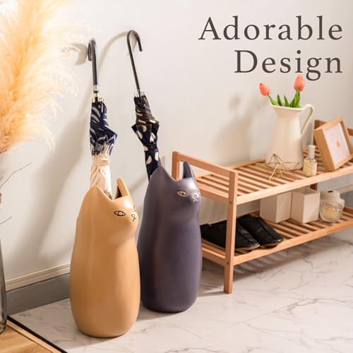 Ceramic Cat Umbrella Stand, Decorative Entryway Umbrella Holder, Black