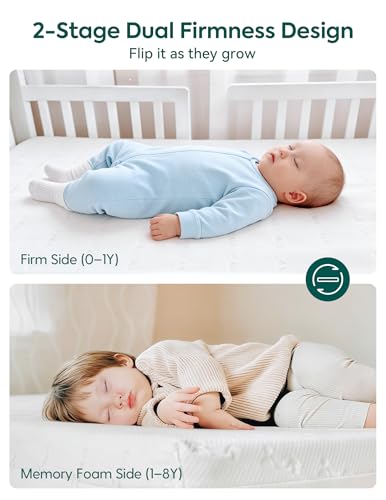 Dual-Sided Crib & Toddler Bed Mattress - Breathable Memory Foam 52" x 27.5"