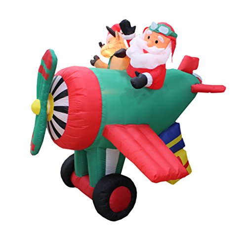 6 Ft Inflatable Flying Santa Claus with Airplane | Christmas Yard Decor