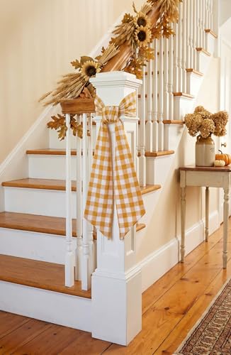 Pumpkin Spice Orange Gingham Wreath Sash - 5.12" x 54" Fall Decor