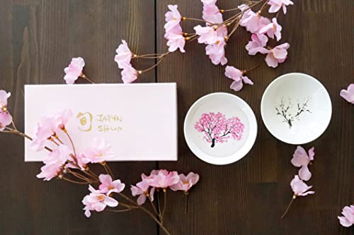 Japanese Cherry Blossom Color Changing Sake Cups (Pair) - Gifu Porcelain Gift Set