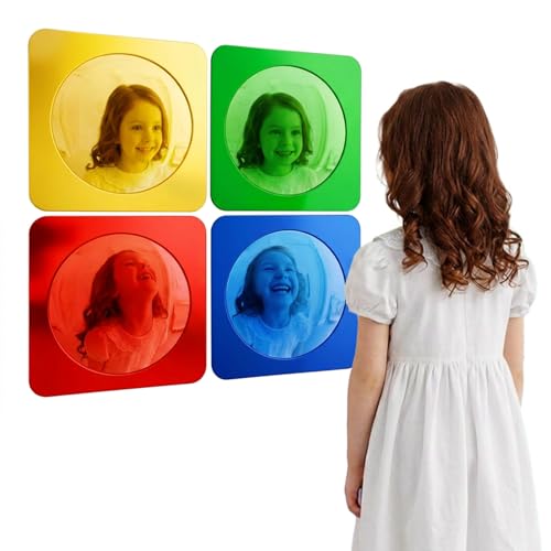 4-Piece Sensory Bubble Mirror Set - 10x10 Shatterproof Acrylic Wall Mirrors